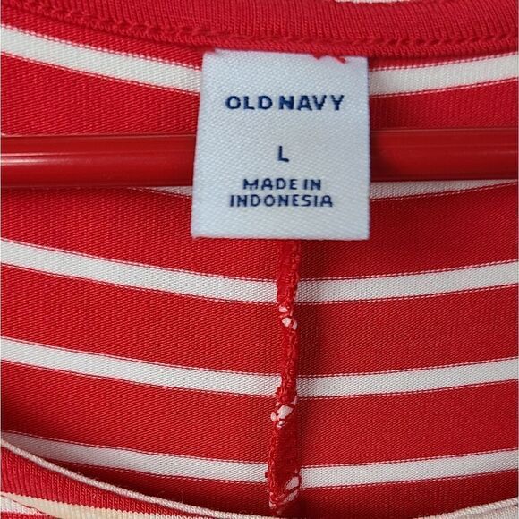 Old Navy Super Soft Red Striped Casual Jersey Knit Dress Long Sleeve Shift Large - Picture 6 of 10